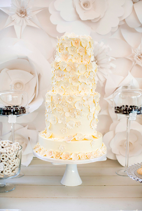 Four Tier Wedding Cake with Flowers