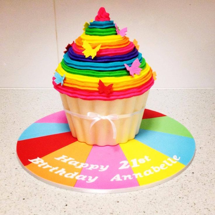 Giant Rainbow Cupcake Cake