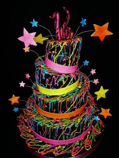Glow in the Dark Neon Sweet 16 Party Cakes Images