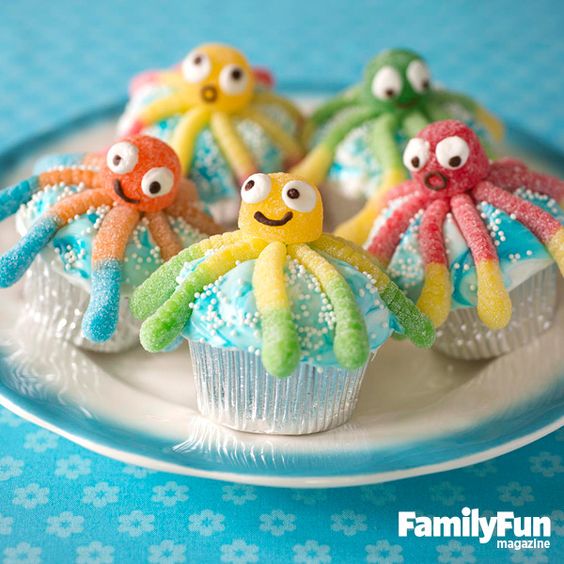 Gummy Octopus Cupcakes