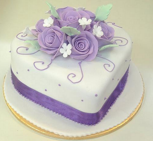 Heart Shaped Cake with Flowers