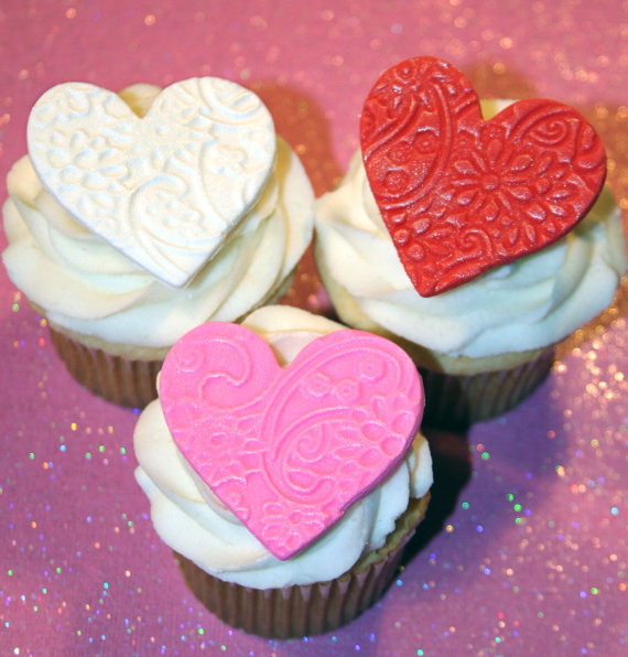 Hearts Fondant Cupcake Toppers