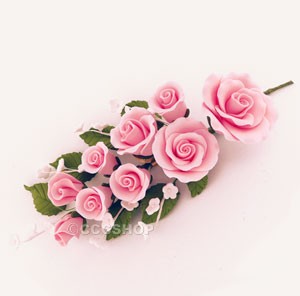 Image Pink Rose Spray Sugar Flowers