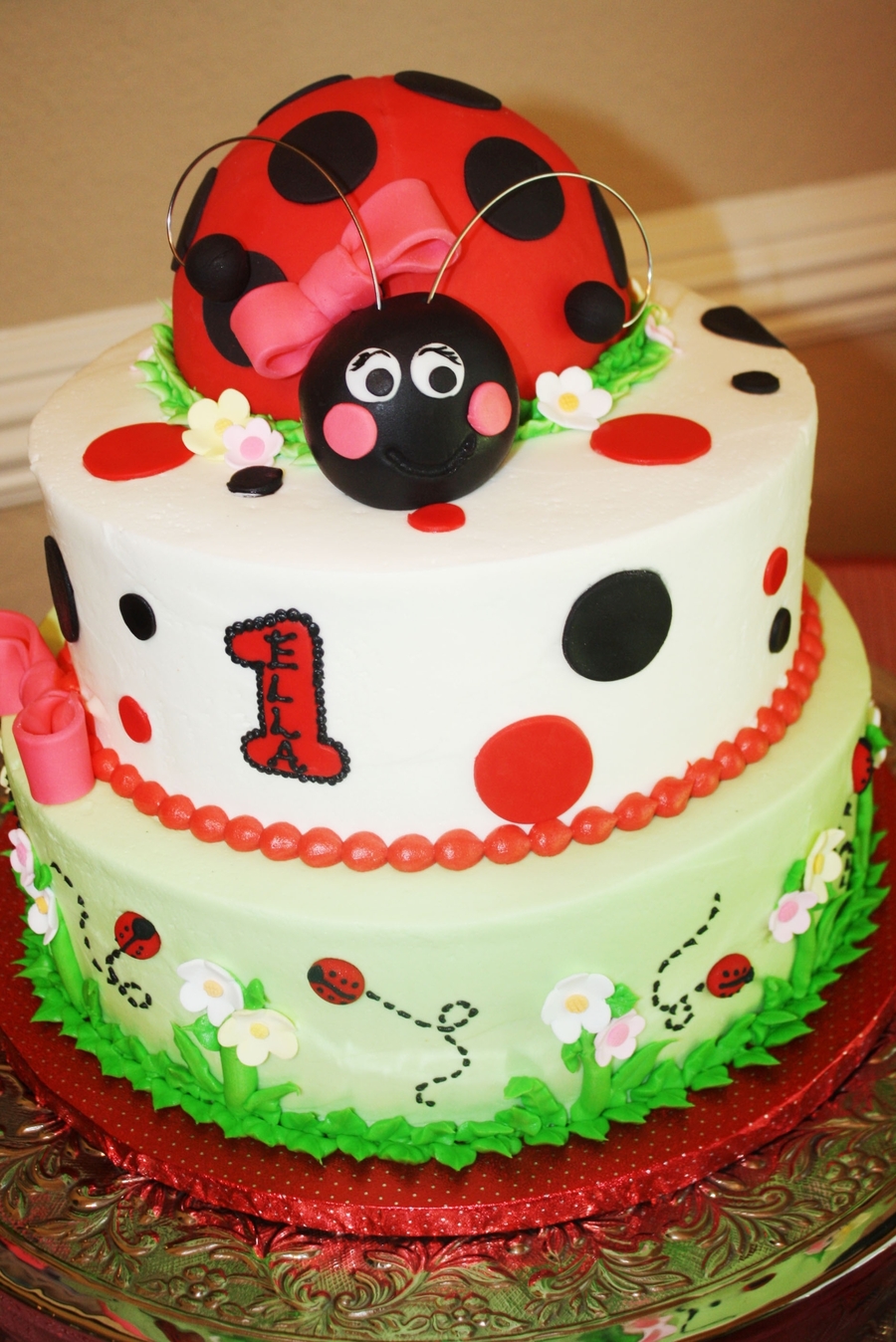 Ladybug 1st Birthday Cake