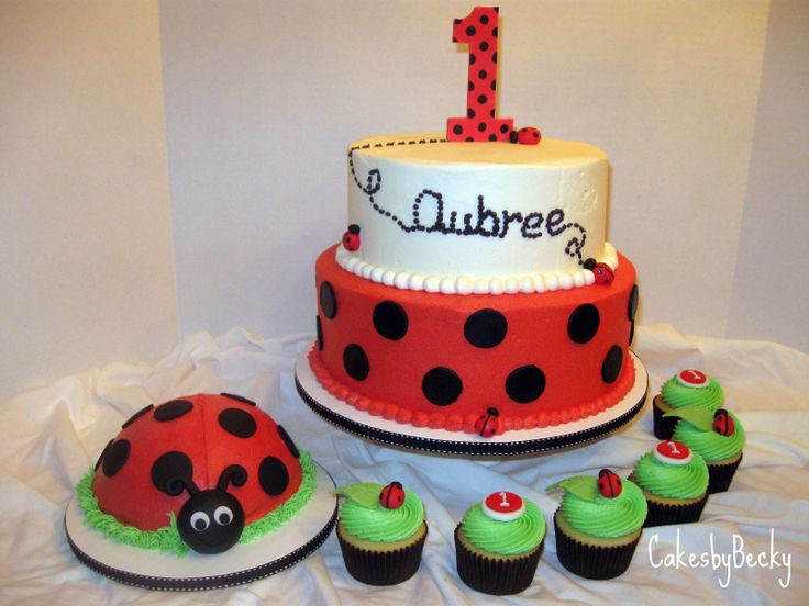 Ladybug First Birthday Cake