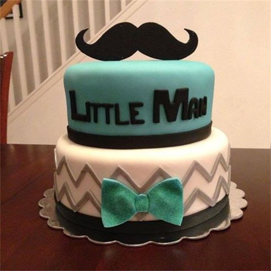 Little Man Mustache Baby Shower Cake