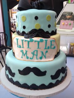 Little Man Mustache First Birthday Cake