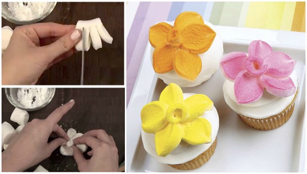 Marshmallow Flower Cupcake Toppers