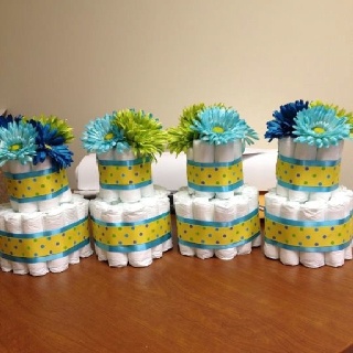 Mini Diaper Cake Centerpieces