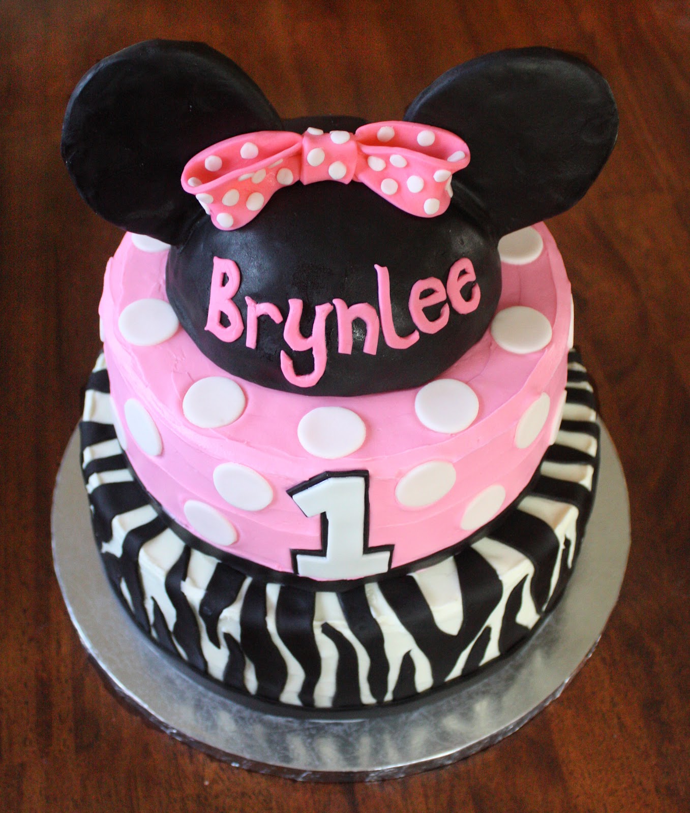 Minnie Mouse Zebra Birthday Cake