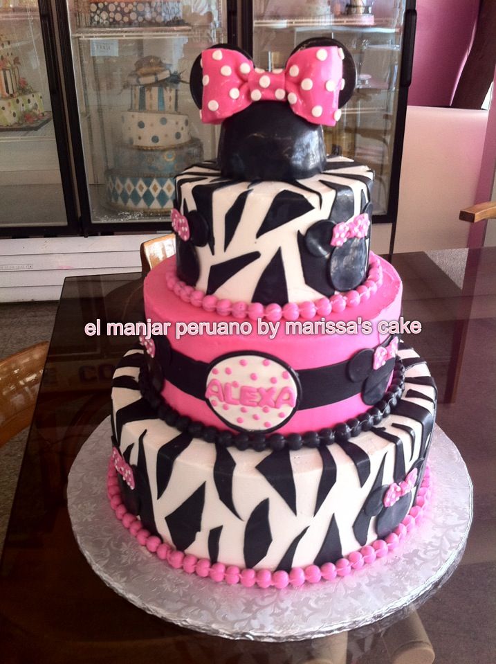 Minnie Mouse Zebra Birthday Cake