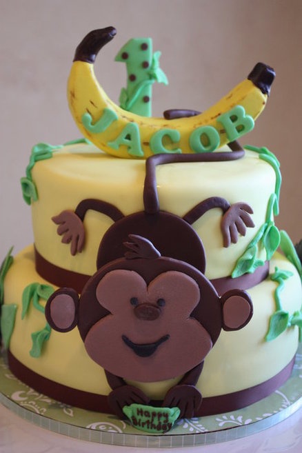 Monkey First Birthday Cake