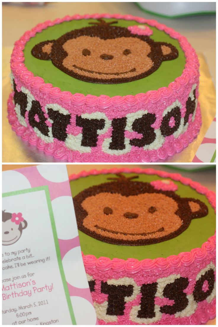 Monkey Girl 1st Birthday Cake