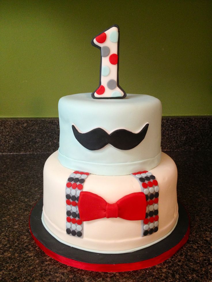 Mustache Themed Birthday Cake