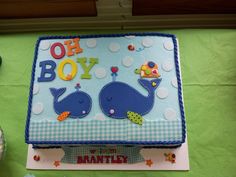 OH Boy Whale Baby Shower Cake