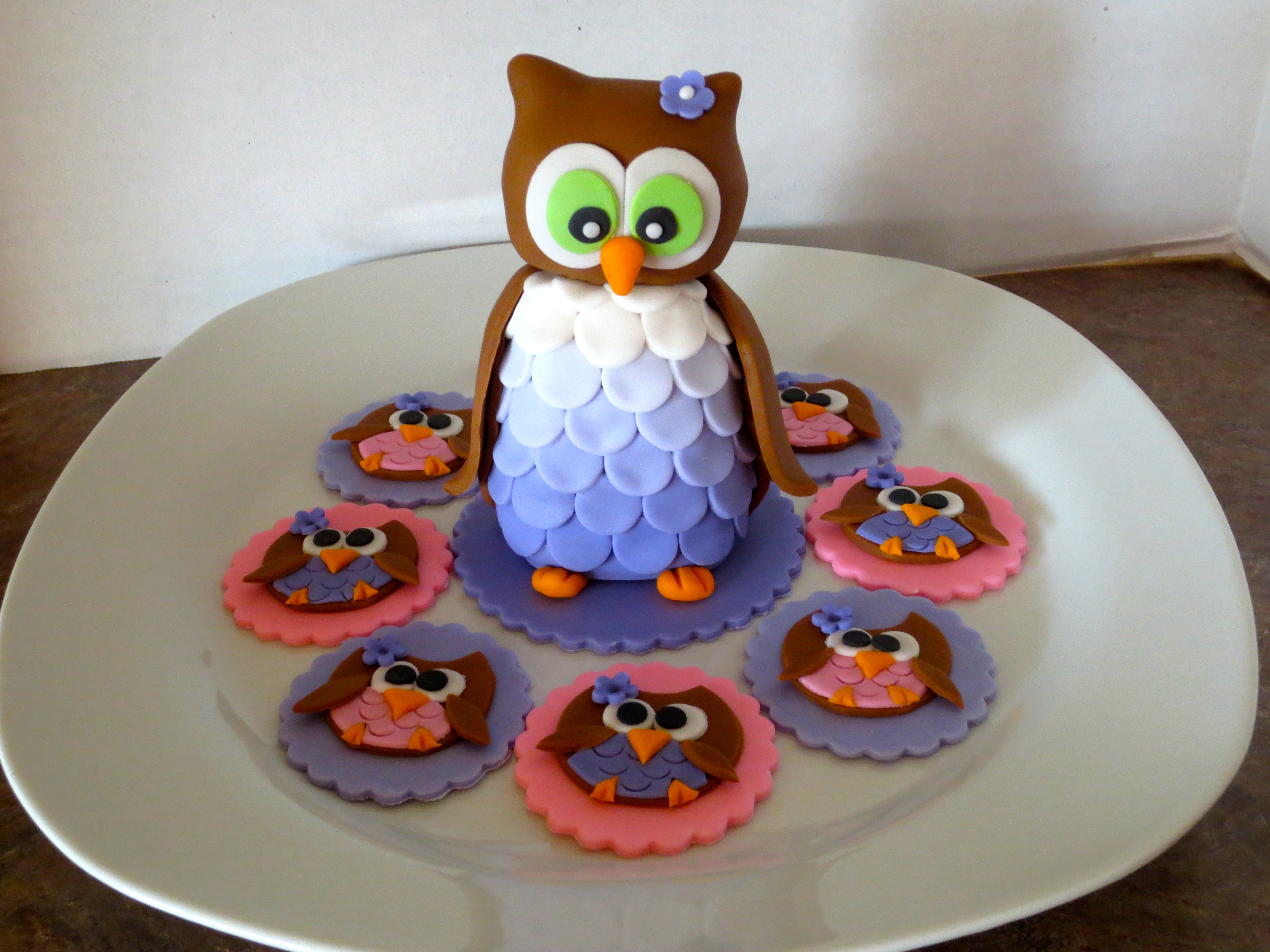 Owl Baby Shower Fondant Cake