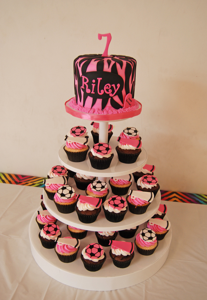 Pink and Black Zebra Birthday Cupcakes