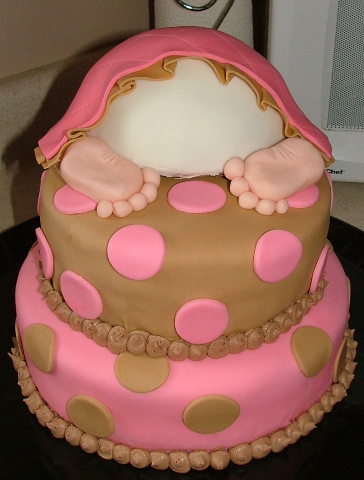 Pink and Brown Baby Shower Cake