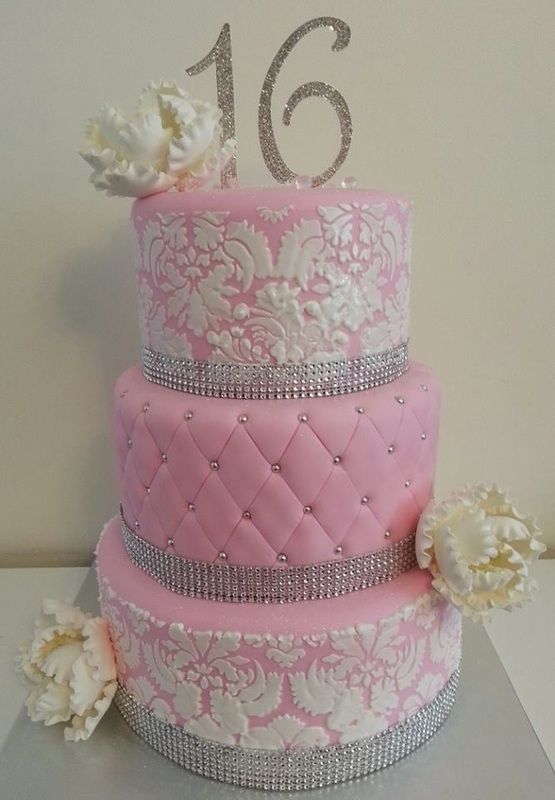 Pink and Gold Sweet 16 Cake