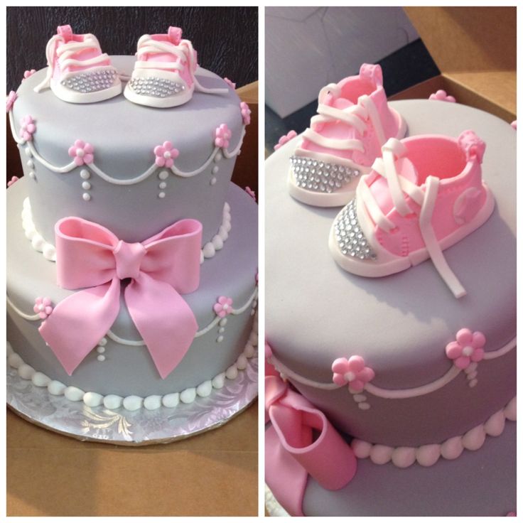 Pink and Gray Baby Shower Cake
