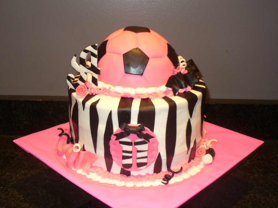 Pink Cake with Softball and Soccer Ball