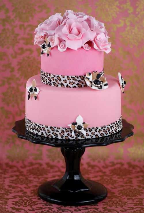 7 Photos of Fondant Cakes With Pink And Black Feather Boa 7 Photos of Fondant Cakes With Pink And Black Feather Boa