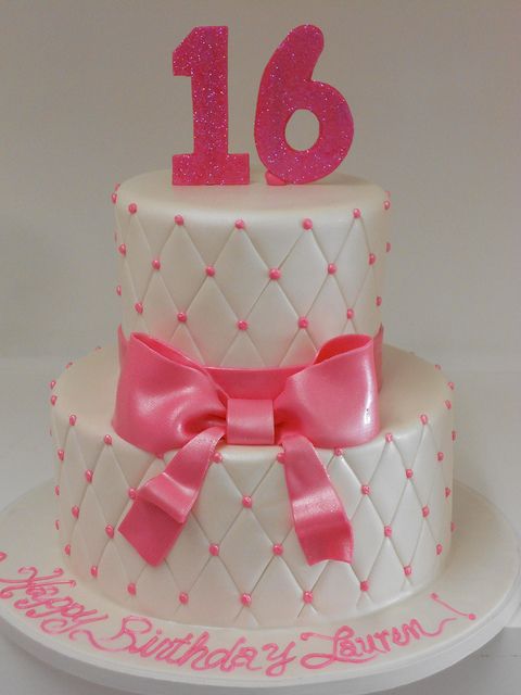 Pink Sweet 16 Birthday Cake