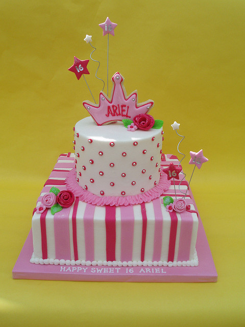 Pink Sweet 16 Birthday Cake