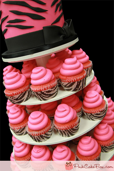Pink Zebra Birthday Cake and Cupcakes