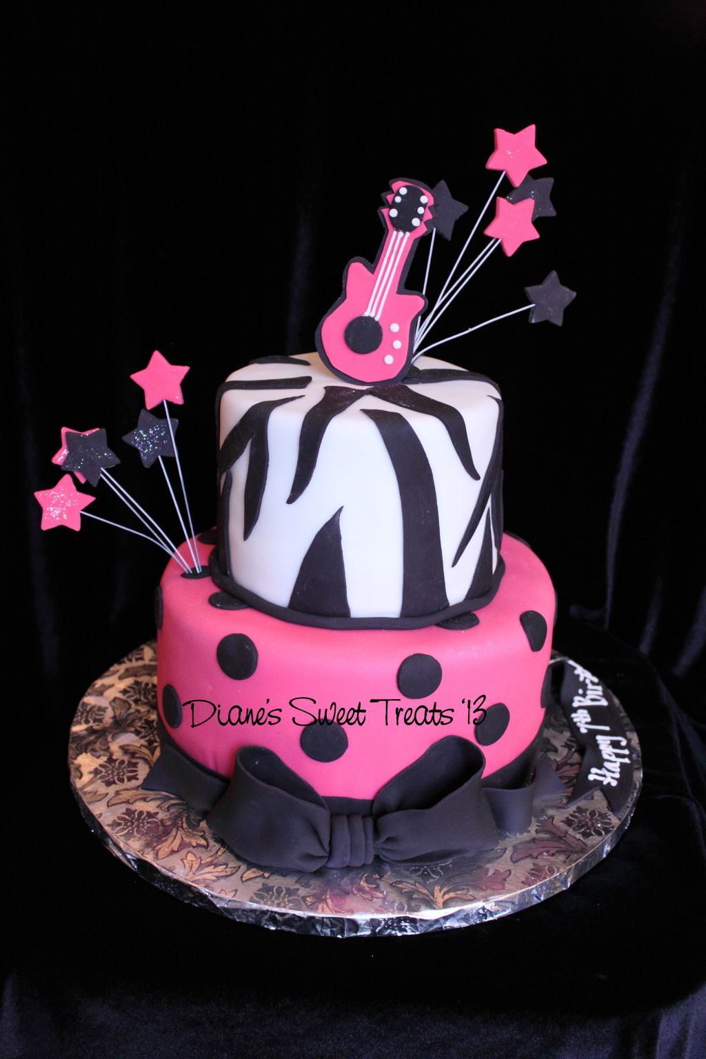 Pink Zebra Guitar Cake
