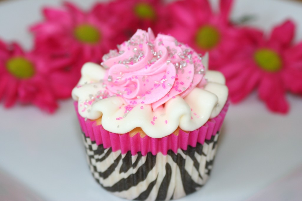 Pink Zebra Print Cupcake