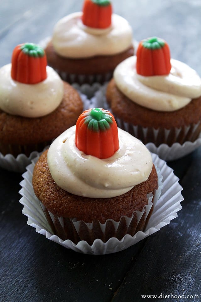 Pumpkin Cupcakes with Cream Cheese Frosting