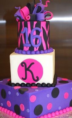 Purple Sweet 16 Birthday Cakes