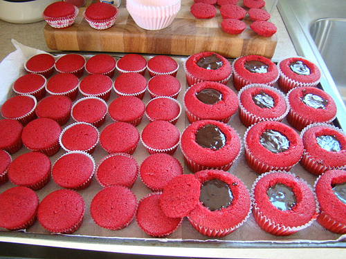 Red Velvet Cupcakes with Chocolate Ganache