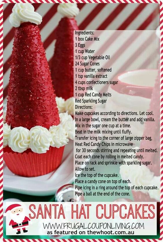 Santa Hat Cupcake Cones Ice Cream Using