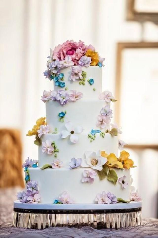 Spring Flowers Wedding Cake