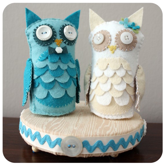 Teal Owl Wedding Cake