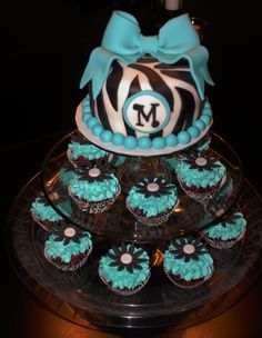Tiffany Blue and Zebra Birthday Cake