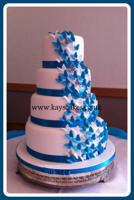 Turquoise and White Wedding Cake