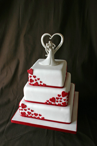 Valentine Red and White Wedding Cakes
