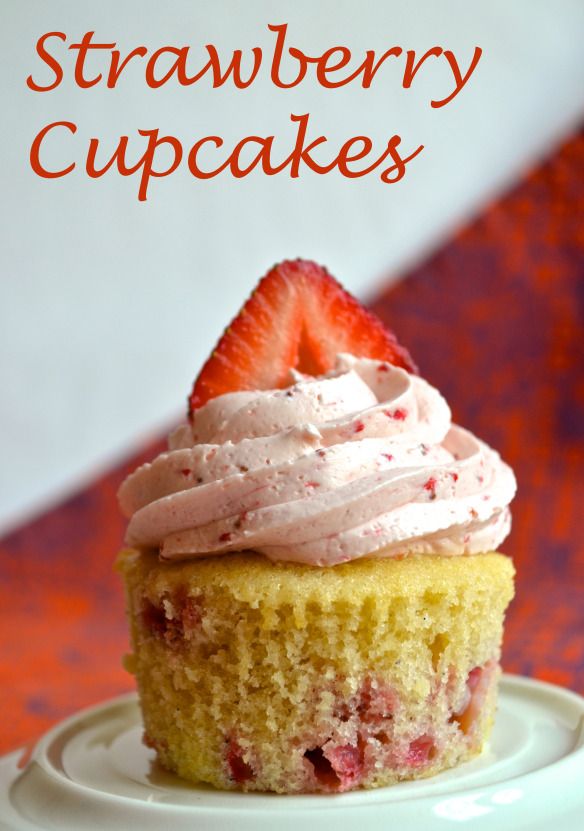 Vanilla Cupcakes with Strawberry Filling