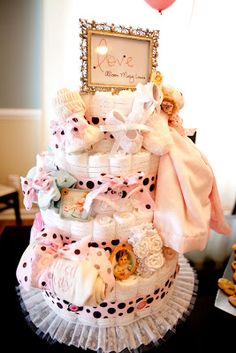 Victorian Baby Shower Diaper Cake Victorian Baby Shower Diaper Cake