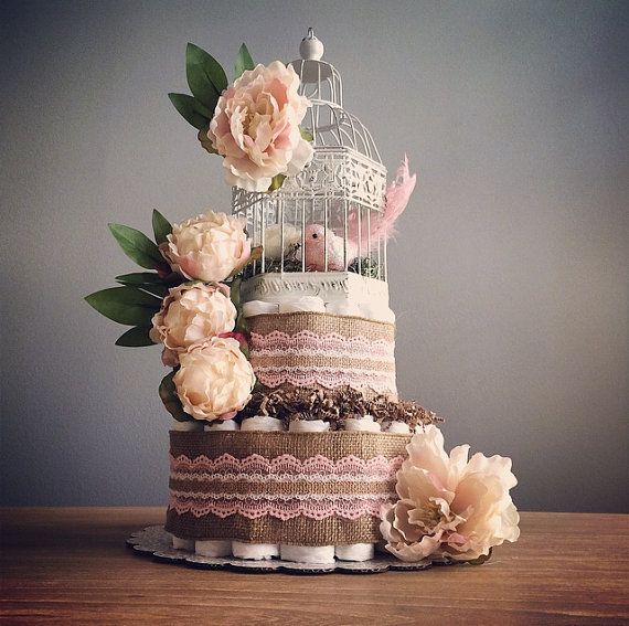 Vintage Baby Shower Diaper Cake Vintage Baby Shower Diaper Cake
