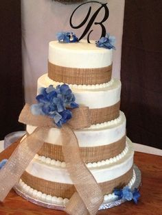 Wedding Cake with Burlap