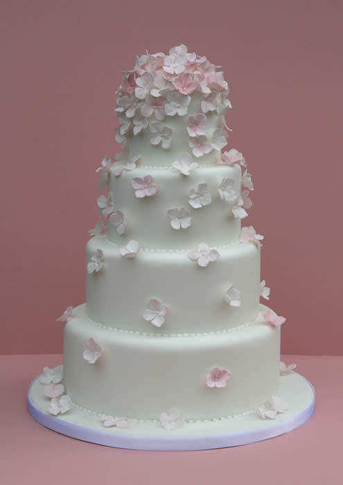 Wedding Cake with Hydrangea Flowers