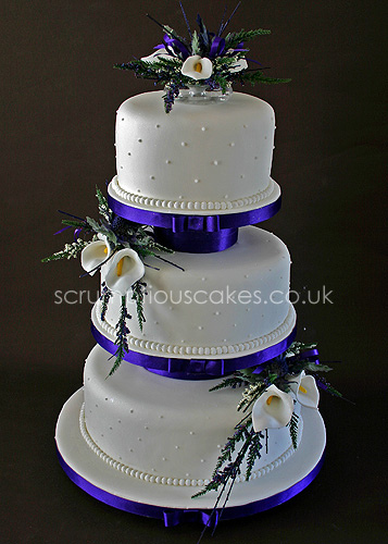 Wedding Cake with Silk Flowers