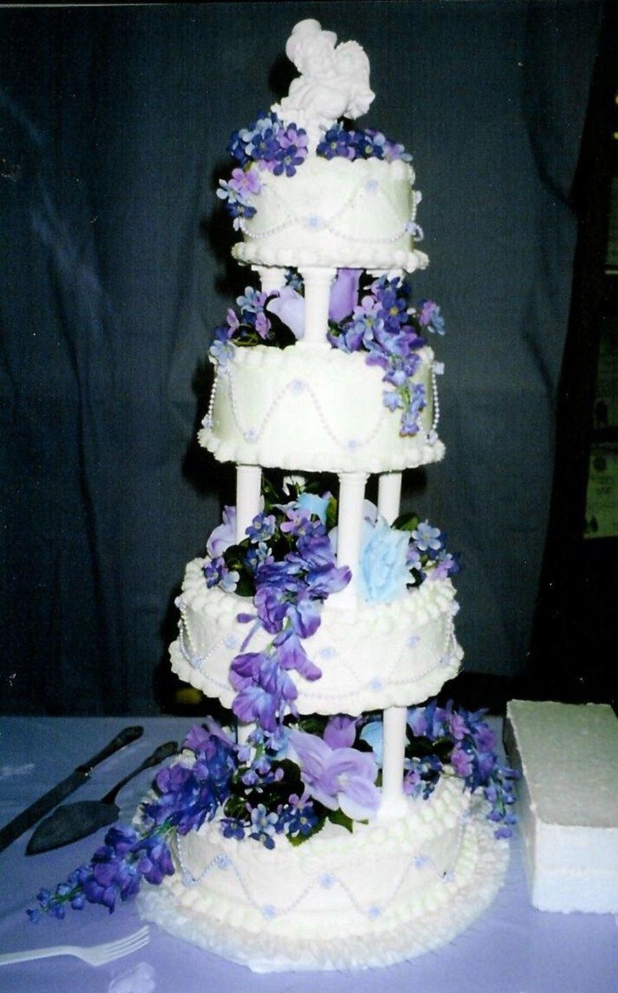 Wedding Cake with Silk Flowers