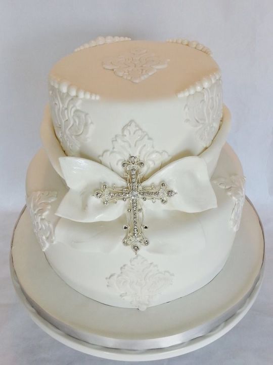 White Baptism Cake White Baptism Cake