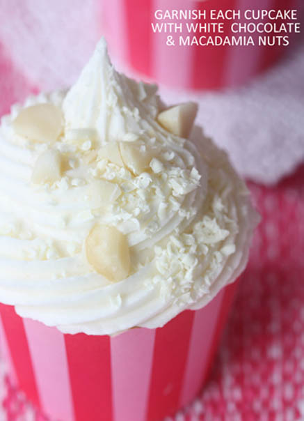 White Chocolate Macadamia Nut Cupcakes