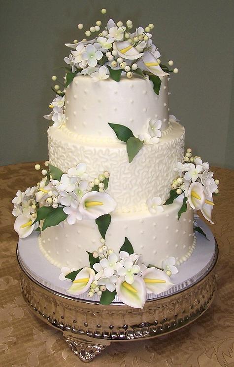 White Wedding Cake with Calla Lilies